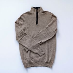 J. Peterman 100% Cashmere Taupe Zip-Up Sweater Men's Medium